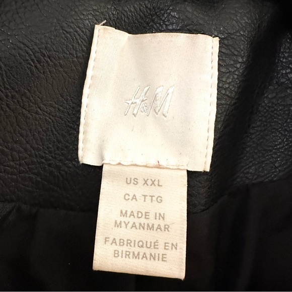 H&M Vegan Faux Leather Biker Moto Jacket black sz XXL - Picture 5 of 8